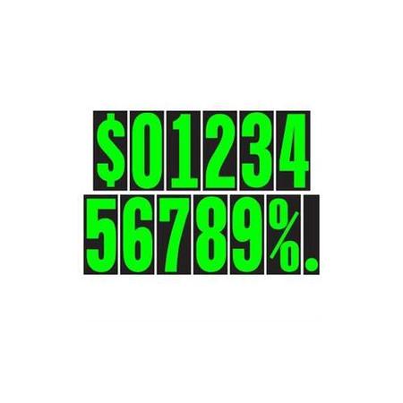 CAR DEALER DEPOT 5 1/2" Chartreuse Adhesive Windshield Numbers: 7 Pk 107-7